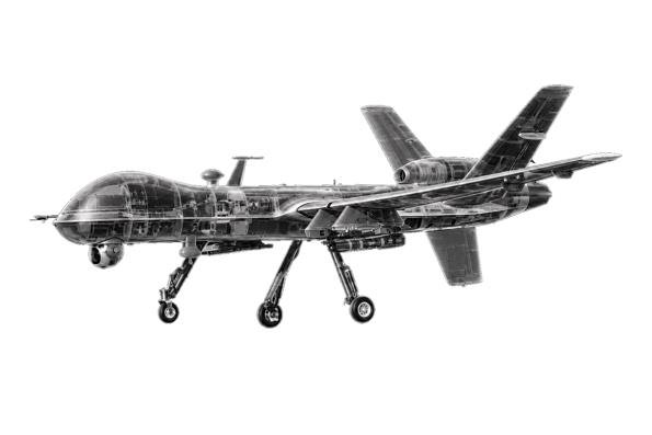 X-ray style drawing of an unmanned aircraft